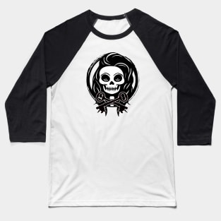 Locksmith Skull and Keys Black Logo Baseball T-Shirt